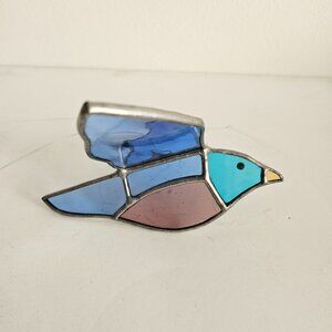 Blue bird Tiffany style stained glass sun catcher window fecor